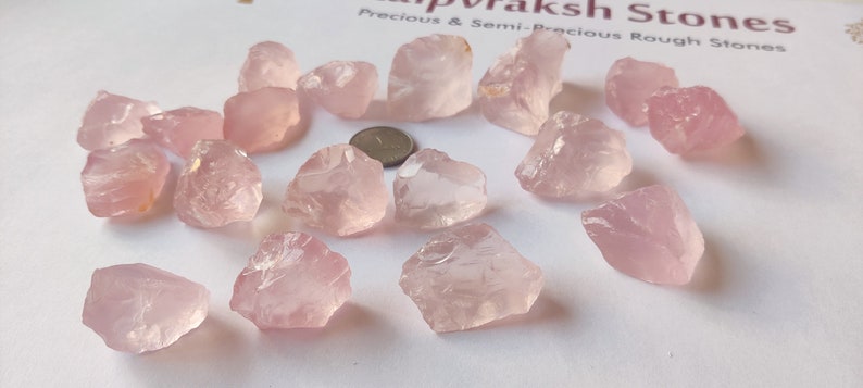 Naturlig rosenkvarts grov parti: Transparenta rosa ädelstenar bild 3