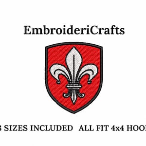 Florence Embroidery Design, Firenze Italy Shield Patch Embroidery File, Italian Travel Souvenir, PES DST JEF Hoop 4x4 3 Sizes