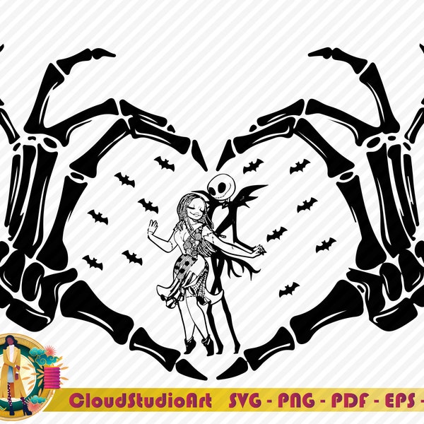 Jack and Sally Svg,Jack Skellington Svg,Nightmare Before Christmas Svg,Halloween SVG,Cut files,Clipart,Files for Cricut, Valentine day