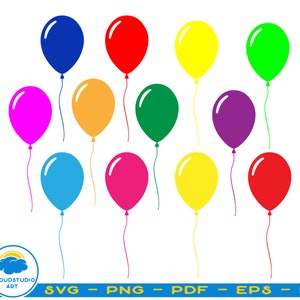 Ballons Svg, ballons Dxf, Png, Eps, fichiers de coupe Cricut, Silhouette, fichiers superposés, ensemble de ballons Png, ballons Clipart Svg