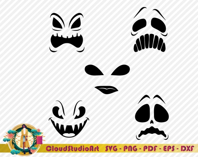 Ghost Face SVG Bundle, PNG, Halloween Svg, Cricut, Ghost Design, Cute ...