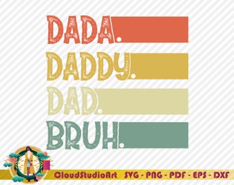 Dada Daddy Dad Bruh SVG, Vintage Dad Bruh SVG, Retro Papa SVG, Vatertag Png Step Dad