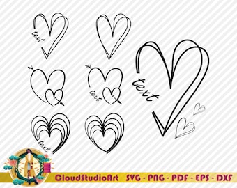 Doodle Heart Svg Bundle,Heart Svg Bundle,Sketch,Hand drawn Heart svg,Valentine Heart svg,Name Frame svg,Cut Files Cricut,Silhouette