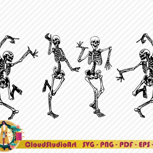 Esqueletos bailando SVG, Esqueleto Danza divertida SVG, Esqueleto SVG, Halloween Svg, Archivos Cricut Svg, Cráneo Esqueleto Mano Svg