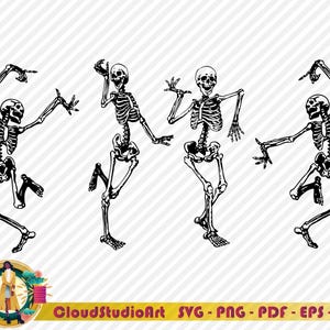 Danse des squelettes SVG, SVG de danse drôle de squelette, squelette SVG, Halloween Svg, Cricut fichiers Svg, tête de mort squelette main Svg