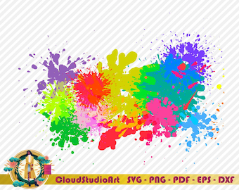 Splash Kolorowy Kropla SVG Projekt Abstrakcyjny Kropla Płynna Ciecz Woda Mokra Plama Rozprysk Rozpryskiwanie Rozlanej Farby Paintball Sztuka SVG Wytnij Plik