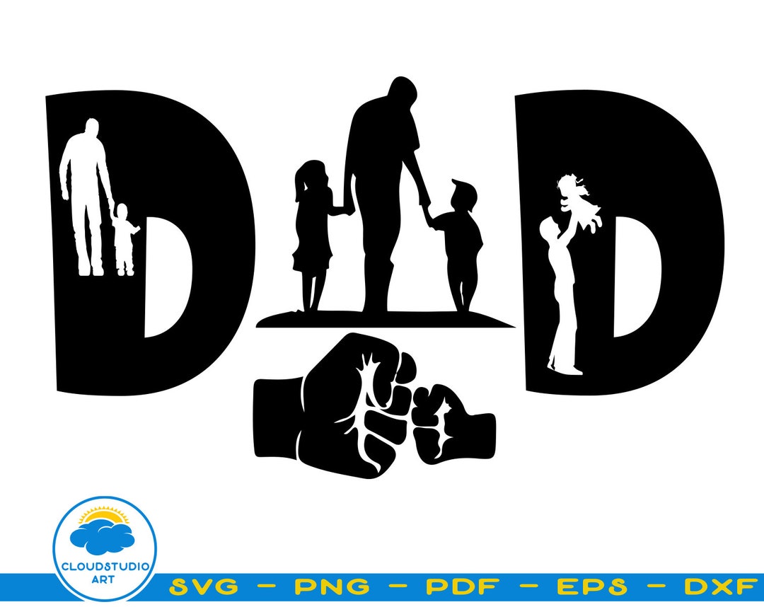 Dad Svg, Dad Monogram Svg,dad Silhouette,dad With Names,fathers Day Svg
