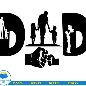 Dad Svg, Dad Monogram SVg,Dad Silhouette,Dad with Names,Fathers Day Svg,Dad With Kids  Svg,Personalized Dad Gifts
