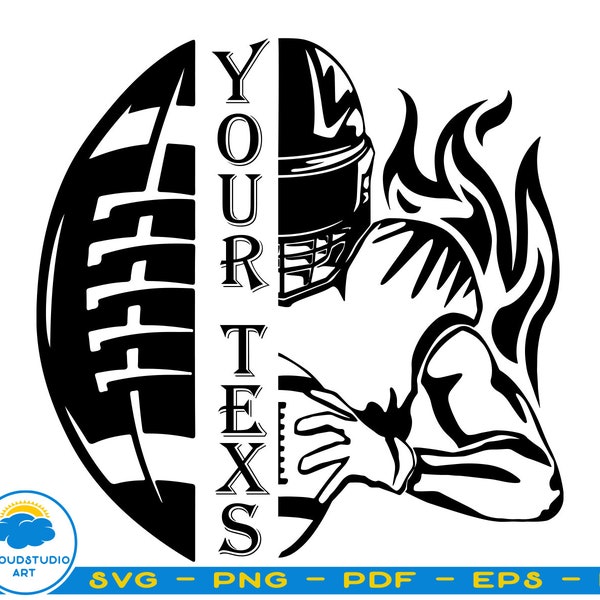 Half Football Player With Name Etsy