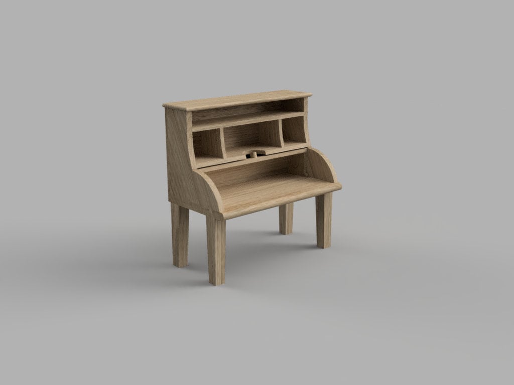 Roll-top Desk Table Study | 1:6 | Dollhouse Miniature | 3D Print