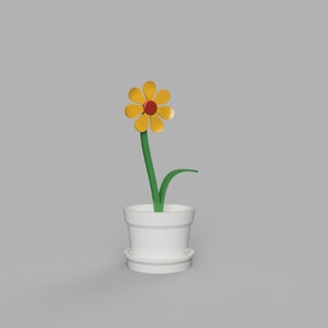 Pot with Flower Garden | 1:6 | Dollhouse Miniature | 3D Print STL File