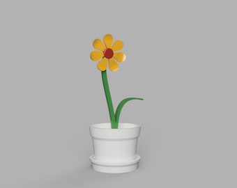 Pot with Flower Garden | 1:6 | Dollhouse Miniature | 3D Print STL File