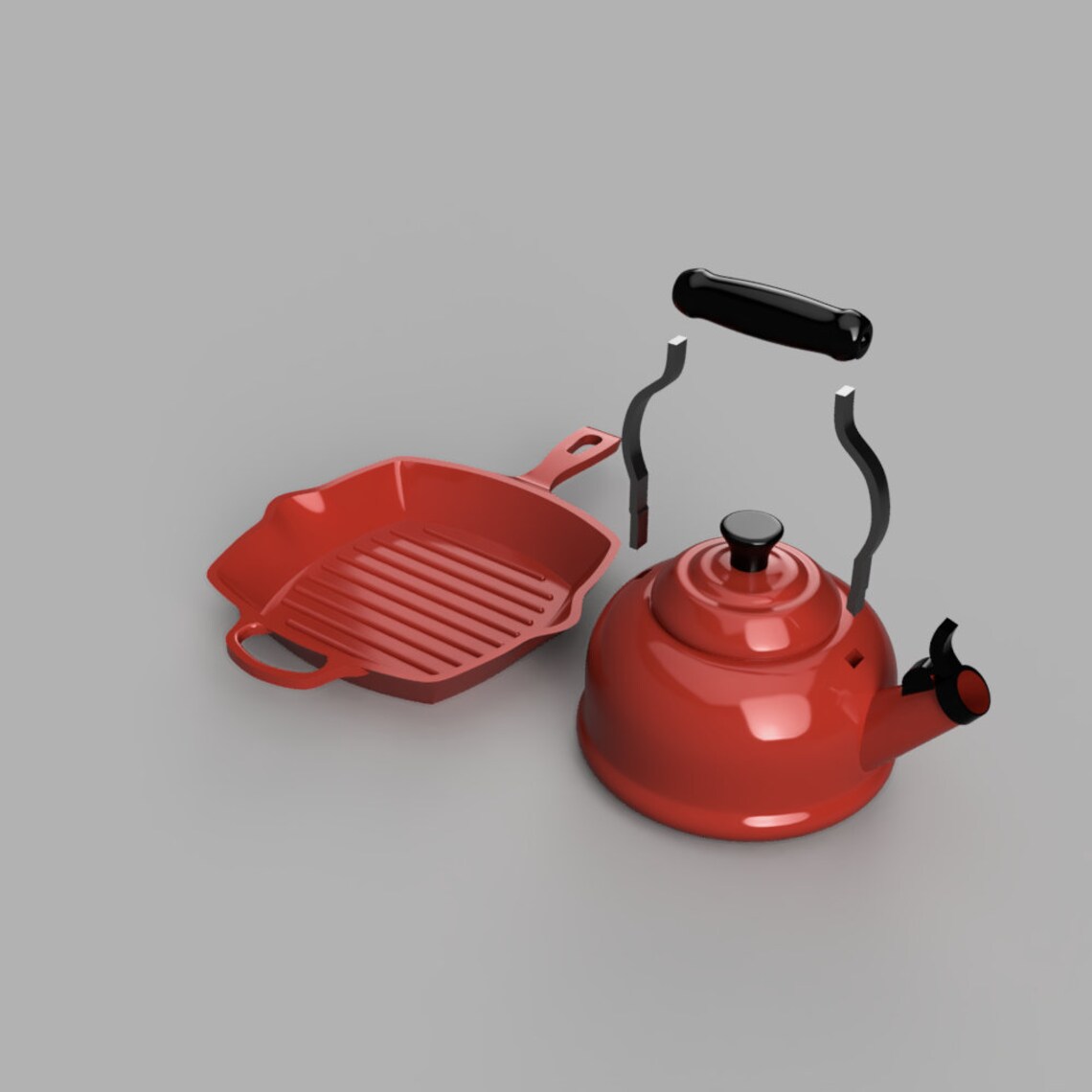 Le Creuset Square Skillet and Classic Demi Tea Kettle Kitchen Etsy