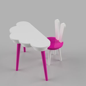 Cloud Table and Rabbit Chair  | 1:6 | Dollhouse Miniature | 3D Print STL File