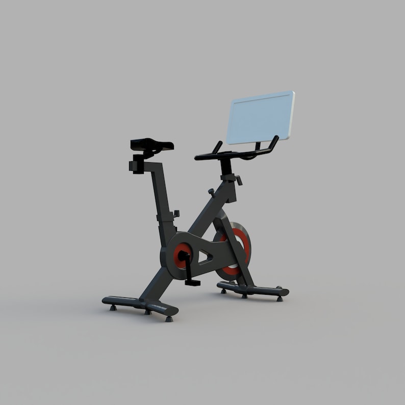 Puede incluir: Bicicleta de ejercicio est&aacute;tica negra con una pantalla unida al manillar. La pantalla es blanca y est&aacute; en blanco.