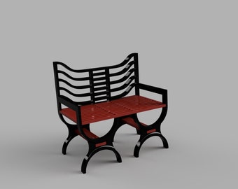 Garden Bench Outdoor Seat | 1:6 | Dollhouse Miniature | 3D Print STL File