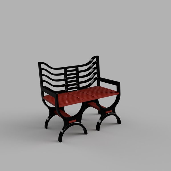 Garden Bench Outdoor Seat | 1:6 | Dollhouse Miniature | 3D Print STL File