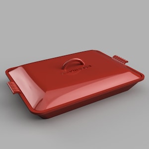 Plat rectangulaire et couvercle Le Crueset | 1:6 | Miniature de maison de poupée | Fichier STL d'impression 3D