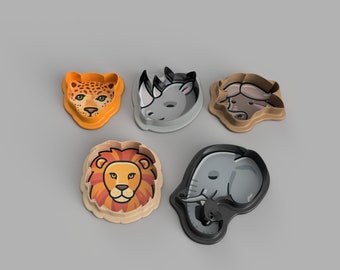 Cookie Cutter Big Five Animals Lion Rhino Elephant Buffalo Leopard
