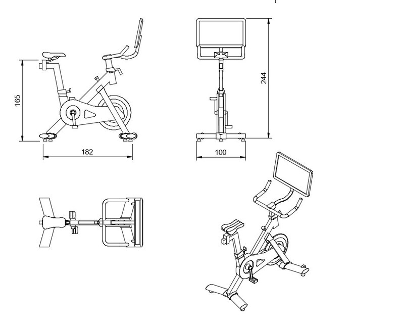 Puede incluir: Una bicicleta de ejercicio est&aacute;tica negra con una pantalla y un asiento ajustable. La bicicleta mide 165 pulgadas de alto, 182 pulgadas de ancho y 100 pulgadas de largo.