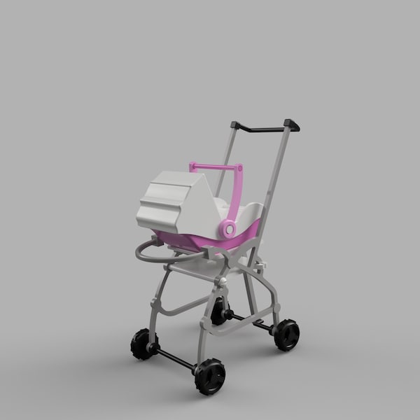 Barbie Stroller and Baby Carry Cot | 1:6 | Dollhouse Miniature | 3D Print STL File