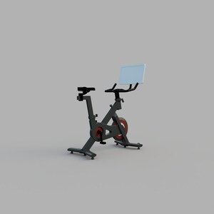 Puede incluir: Bicicleta de ejercicio est&aacute;tica negra con una pantalla blanca y detalles rojos. La bicicleta tiene un manillar y un asiento ajustables.