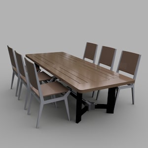 Dining Room Table, Boardroom Table, Table and Chairs, 1:12 Scale