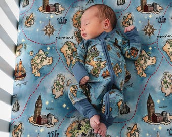 PETER PAN Bamboo Baby Pajamas, Neverland Baby Pajamas, Bamboo Baby Sleepers, Baby Romper, Zippered Baby Romper, Baby Boy Bamboo Pajamas