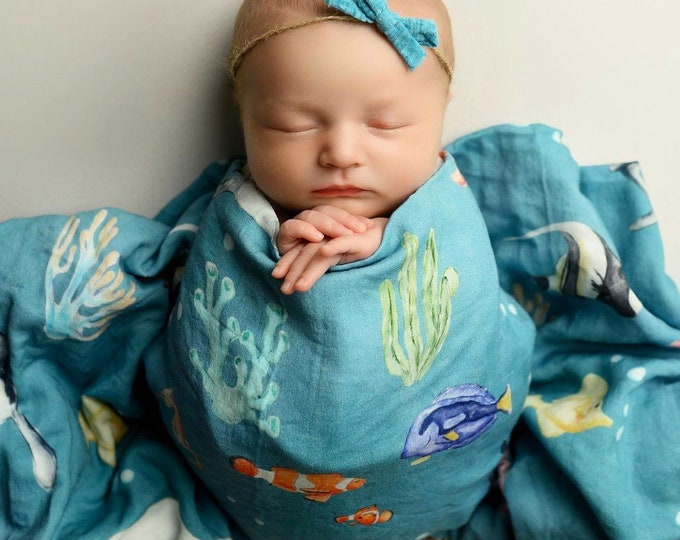 FISH Baby Blanket, FISH Are FRIENDS, Finding Nemo Baby Blanket, Fish