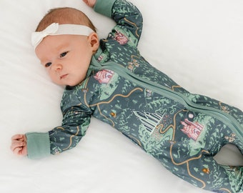 WIZARD OF OZ Bamboo Baby Pajamas, Baby Bamboo Baby Sleepers, Bamboo Baby Romper,  Zippered Baby Pajamas, Bamboo Pajamas Double Zippers