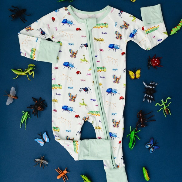 BUGS Bamboo Baby Pajamas, Bugs Life Inspired Baby Pajamas, Bamboo Baby Sleepers, Baby Romper, Zippered Baby Romper, Baby Boy Bamboo Pajamas