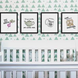 The Office Nursery Art Print Set of 4, The Office Art PRINT for Nursery & Kids Room,  The Office baby art for The Office fans