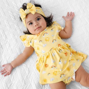 SUNSHINE Buttery Soft Bamboo Baby DRESS with snaps, Super Soft Bamboo Baby Dress, Rainbow Baby Outfit, Coming Home outfit