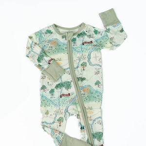 HUNDRED ACRE WOODS Bamboo Baby Pajamas, Winnie-the-Pooh Baby Bamboo Baby Sleepers, Bamboo Baby Romper,  Zippered Baby Pajamas