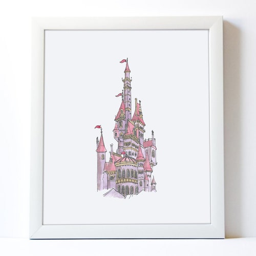 Beauty And The Beast Castle Art Princess Belle Castle Art Etsy Uk