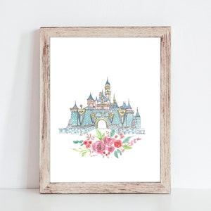 Princess Castle Art PRINT SET of 2, Princess Nursery Art, Castle Art ...