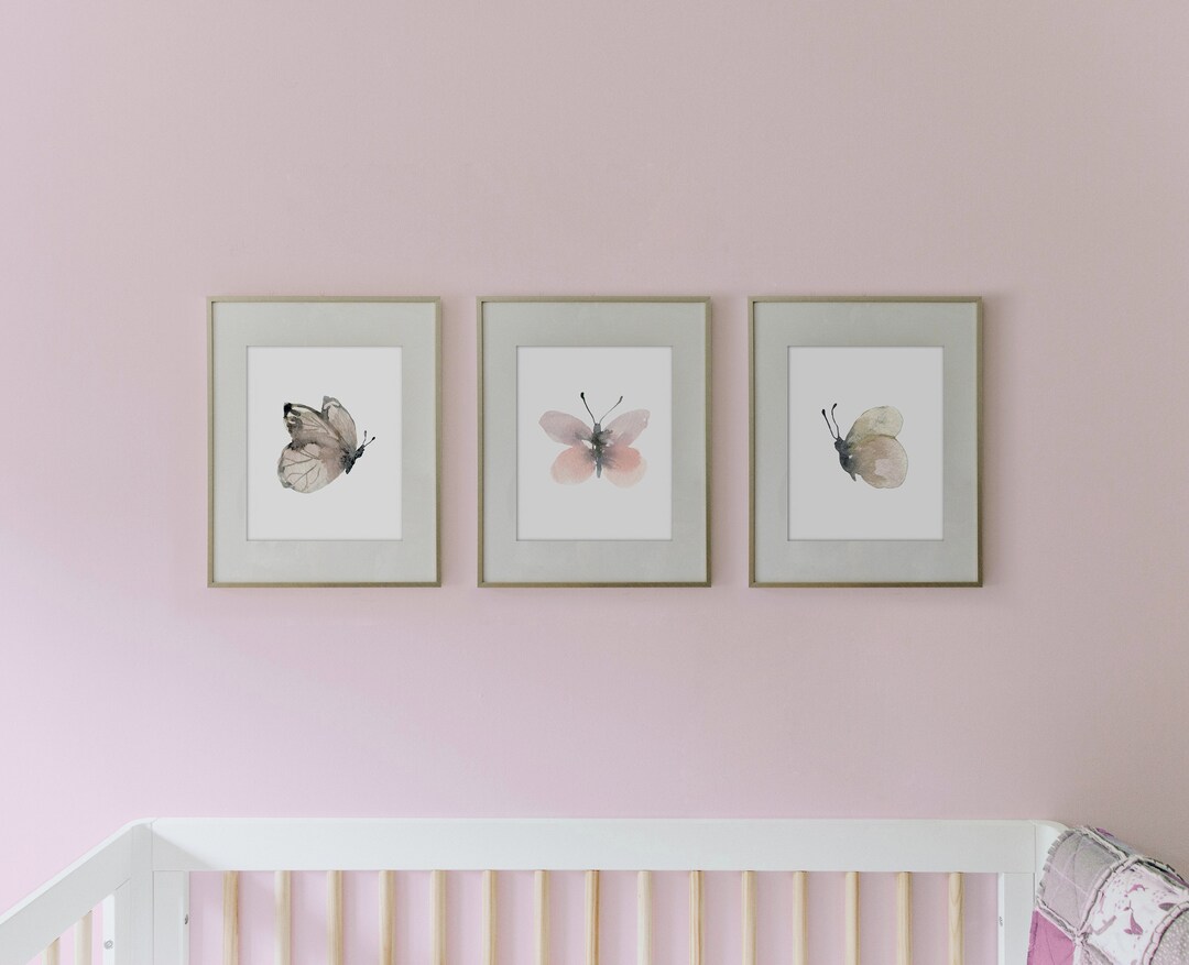 Butterfly Nursery Watercolor Art PRINT SET of 3, Wall Art for Baby Girl ...