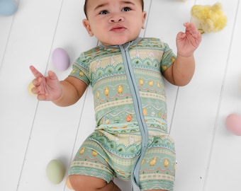 OSTERN Bambus Shortie Strampler, süßes Oster-Baby-Bambus-Baby-Outfit, Bambus-Babystrampler, Sommer-Bambus-Outfit