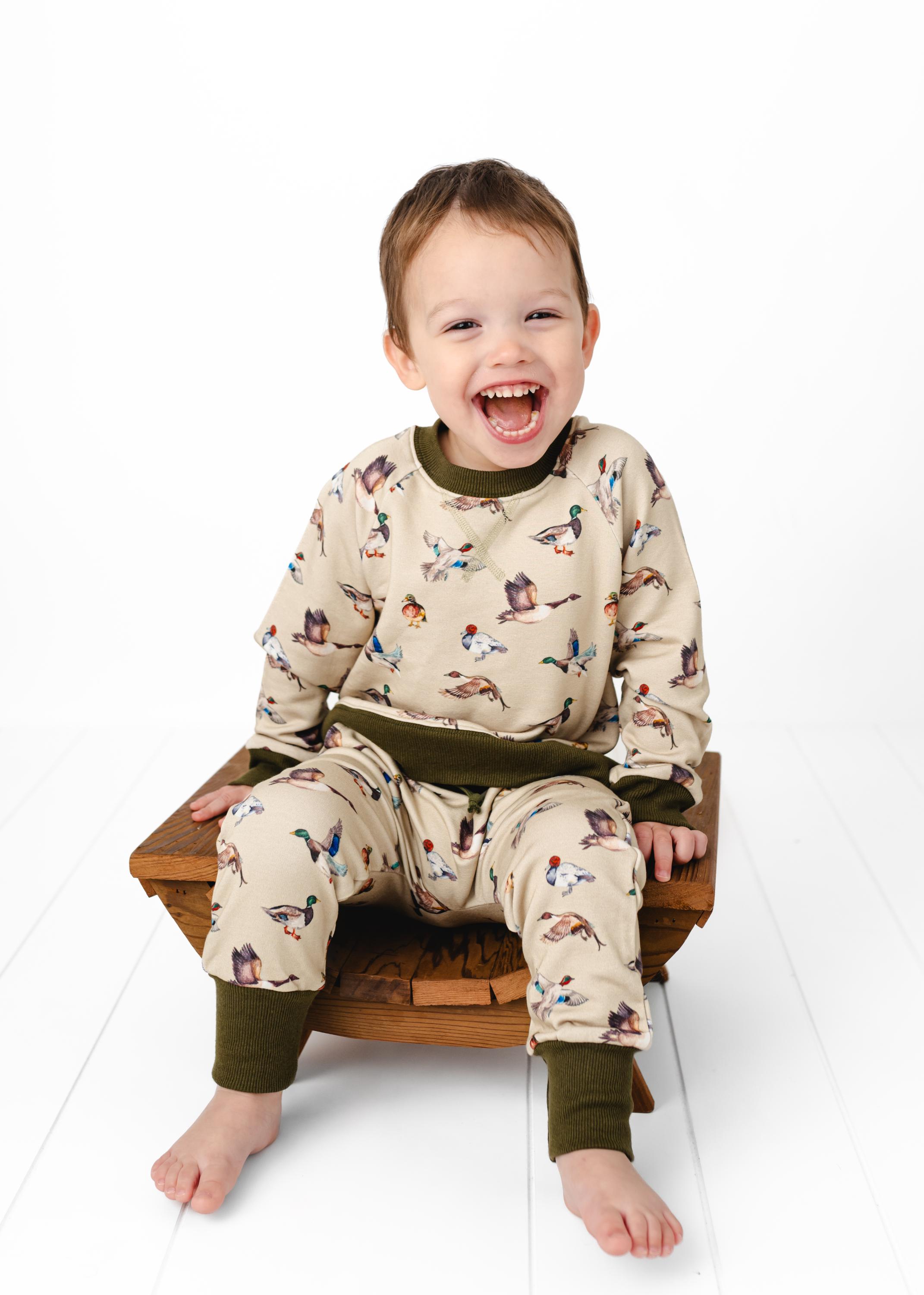 DUCKS Bamboo Toddler Kid Outfit Jogger Set, Boys 2 Piece Bamboo Jogger Set, Baby Boy Bamboo Outfit
