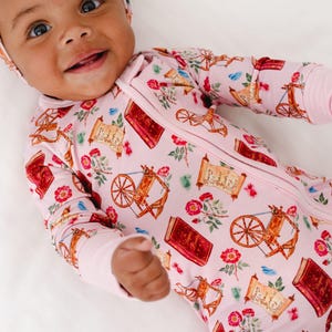 SLEEPING BEAUTY Bamboo Baby Pajamas, Princess Baby Pajamas, Bamboo Baby Sleepers, Zippered Baby Romper, Baby Girl Bamboo Pajamas, Pink PJs