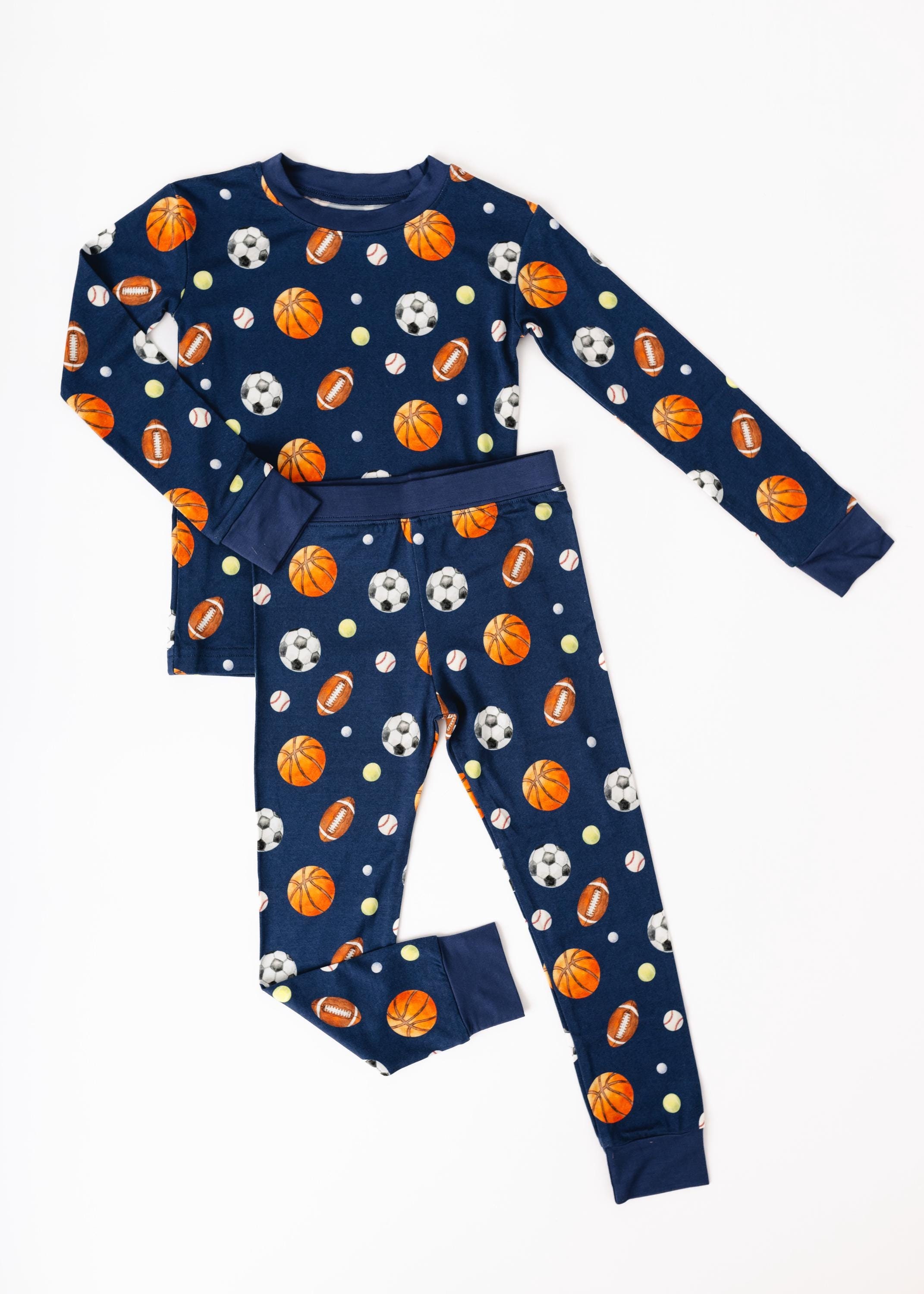 GAME DAY Bamboo Toddler Pajamas, Sport Bamboo Kids Pajamas, 2 Piece Pajama Set, Sport Ball Pajamas, Sport Jammies, Football Pajamas