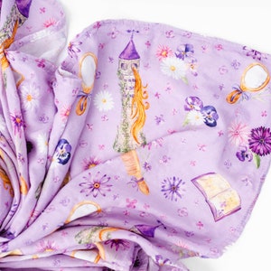 Baby Girl SWADDLE Blanket, Princess Rapunzel Swaddle Blanket, Newborn Photo Prop, Bamboo Swaddle Purple and Pink, Newborn Swaddle image 3