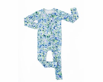 Bamboo Zippy Baby Pajamas, Sea Glass Baby Bamboo Baby Sleepers, Summer Bamboo Sleeper,  Zippered Baby Pajamas, Bamboo Pajamas Double Zippers