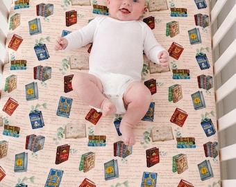 Classic Books Crib Sheet: Buttery Soft Bamboo, Bookish Nursery