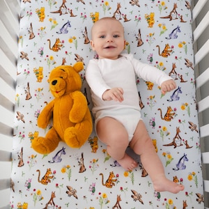 WINNIE THE POOH Crib Sheet, Super Soft Bamboo Crib Sheet, Winnie Pooh Crib Sheet, Pooh Baby Shower, Vintage Winnie the Pooh Nursery