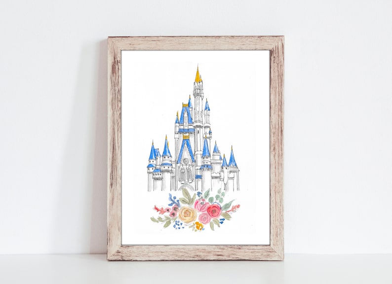 Download Princess Castle Watercolor Art Cinderella Castle Disney World Castle Girls Room Decor Watercolor Castle Magic Kingdom Watercolor Art Collectibles Digital Prints Keyforrest Lt