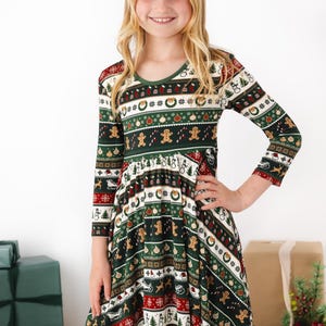 Robe de Noël classique en bambou avec short assorti, robe de Noël pour fille, robe en bambou pour fille, robe de vacances douce pour fille