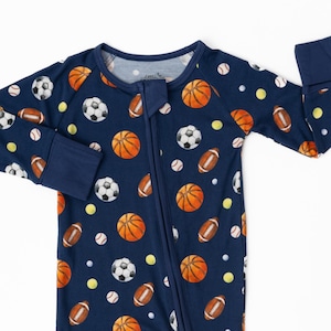 GAME DAY Bamboo Baby Pajamas, SPORT Pajamas, Bamboo Baby Sleepers, Game Day Baby Zip Sleeper, Zippered Baby Romper, Baby Boy Pajamas