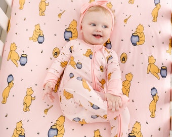 Winnie the Pooh Bambus-Baby-Pyjama, Bambus-Baby-Schlafanzug, Bambus-Baby-Strampler, Zippy-Schlafanzug, blauer und rosa Winnie Pooh-Pyjama