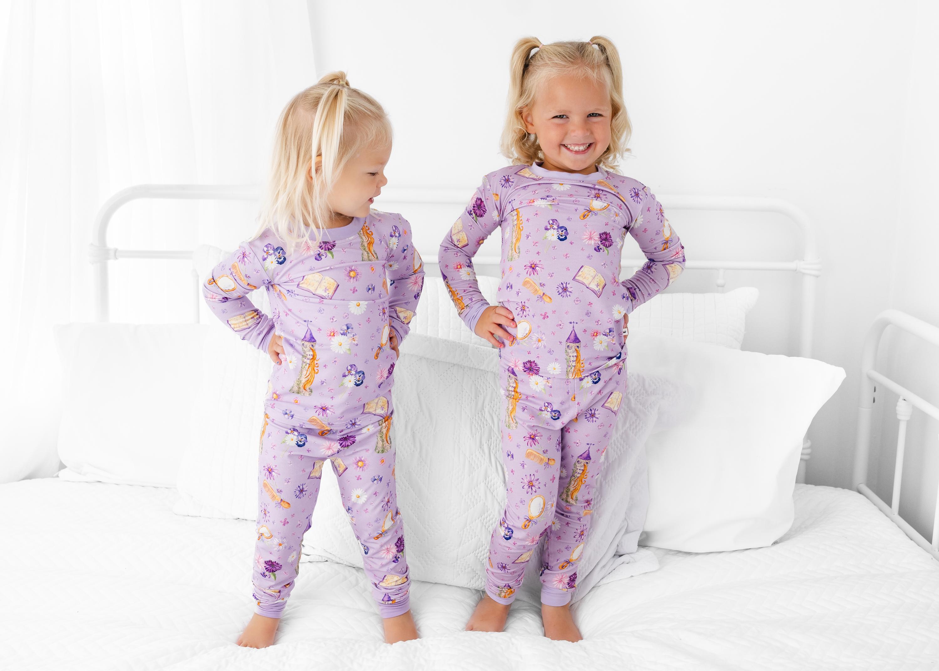 RAPUNZEL Bamboo Girls Jammies, Princess Girls Pajama Set, Purple